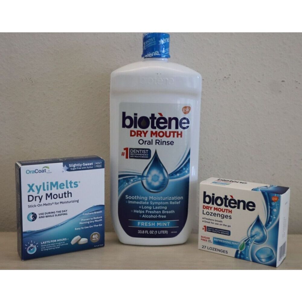 Biotène Dry Mouth Bundle Oral Rinse Mouthwash Lozenges XyliMelts All 3 Products